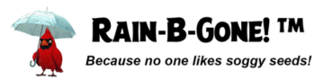 Logo with a cartoon image of a grumpy cardinal with an umbrella