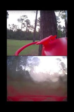 A clear picture from a smart camera feeder on top of one blurred by rain