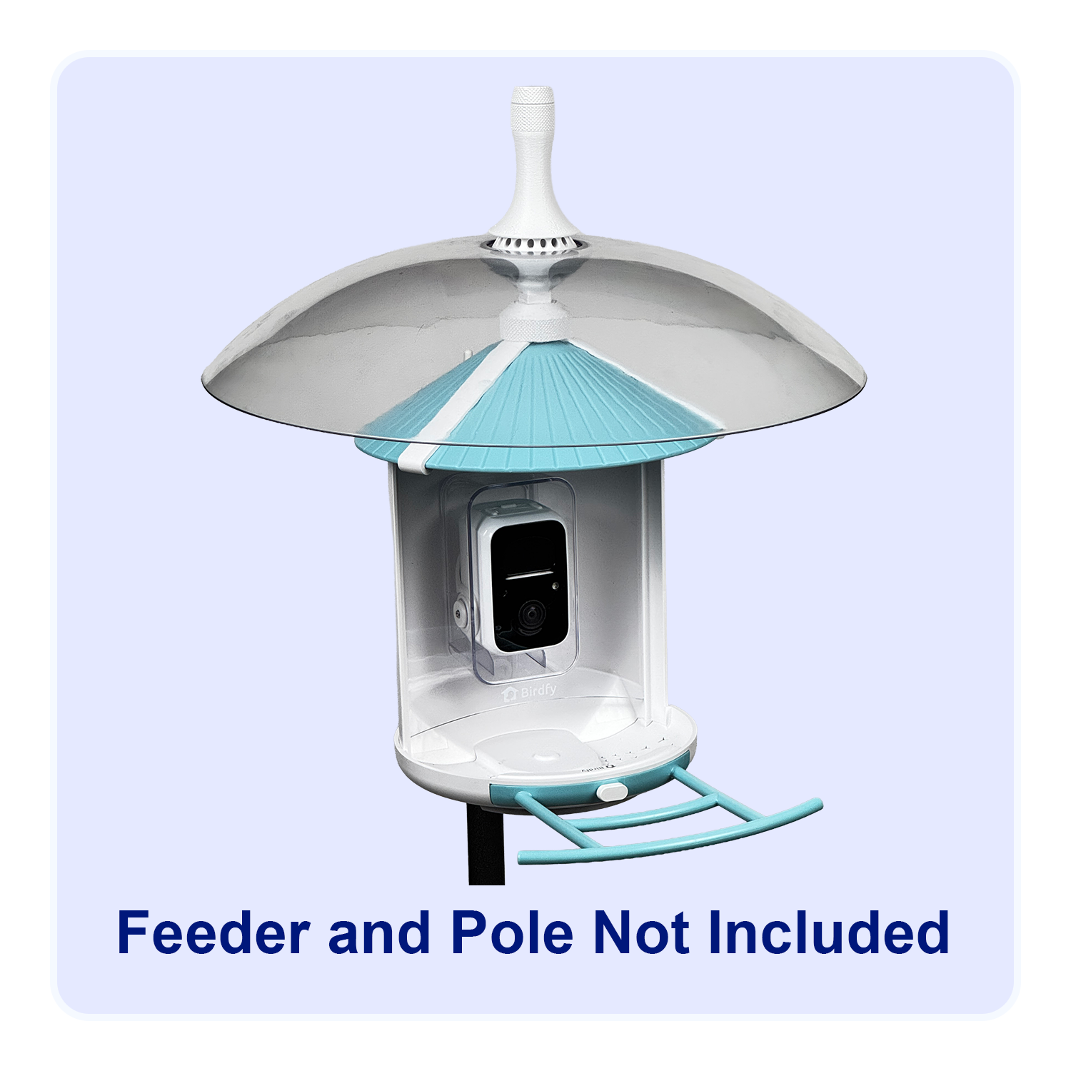A Birdfy 1 Smart camera bird feeder protected by a weather dome